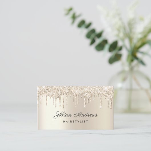 Elegant Champagne Driving Glitter Professional Visitekaartje (Staand voorkant)