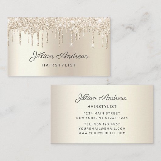 Elegant Champagne Driving Glitter Professional Visitekaartje (Voorkant / Achterkant)