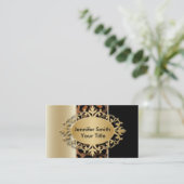 Elegant Champagne en Black Leopard Print Visitekaartje (Staand voorkant)