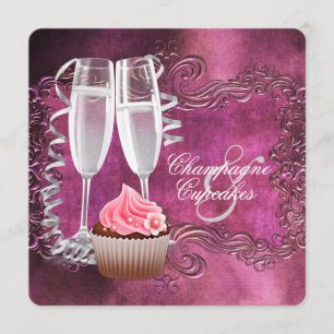 Elegant Champagne en Cupcake Vrijgezellenfeest Kaart