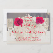 Elegant champagne en rode rozen kaart (Voorkant)