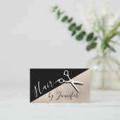 Elegant champagne en zwarte schaar visitekaartje (Staand voorkant)