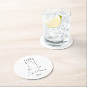 Elegant Champagne Glas Bruiloft Verloving Ronde Kartonnen Onderzetter (Insitu)