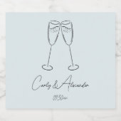 Elegant Champagne Glas Bruiloft Verloving Sparkling Wijnetiket (Enkel label)