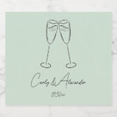 Elegant Champagne Glas Bruiloft Verloving Sparkling Wijnetiket (Enkel label)
