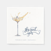 Elegant Champagne glas verlovingsfeest Servet (Voorkant)