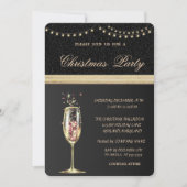 Elegant Champagne Glass Black, kerstfeest Kaart (Voorkant)
