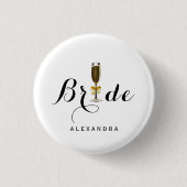 Elegant Champagne Glass Bride Ronde Button 3,2 Cm (Voorkant)
