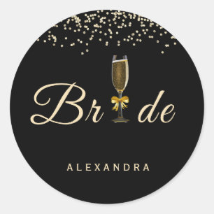 Elegant Champagne Glass Bride Sticker