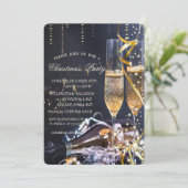 Elegant Champagne Glass Kerstparty Kaart (Staand voorkant)