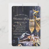 Elegant Champagne Glass Kerstparty Kaart (Voorkant)