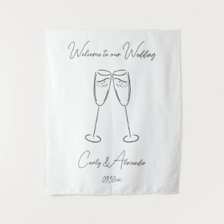 Elegant Champagne Glass Wedding Welcome Wandkleed