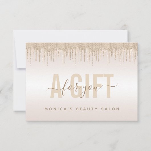 Elegant Champagne Glitter Dripping Beauty Salon (Voorkant)