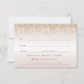 Elegant Champagne Glitter Dripping Beauty Salon (Achterkant)