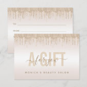 Elegant Champagne Glitter Dripping Beauty Salon (Voorkant / Achterkant)