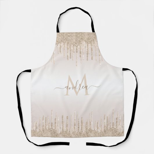 Elegant Champagne Glitter Dripping Girly Monogram Schort (Voorkant)