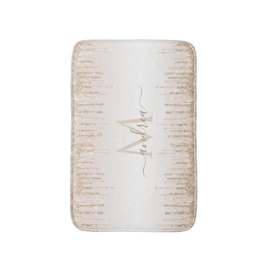Elegant Champagne Glitter Driving Monogram & Naam Badmat (Voorkant Verticaal)
