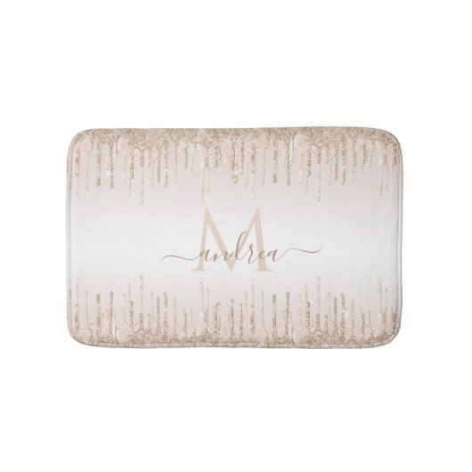 Elegant Champagne Glitter Driving Monogram & Naam Badmat (Voorkant)