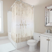 Elegant Champagne Glitter Driving Monogram & Naam Douchegordijn (In situ)
