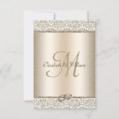 Elegant Champagne Glitter Monogram Weddenschap RSVP Kaartje (Achterkant)