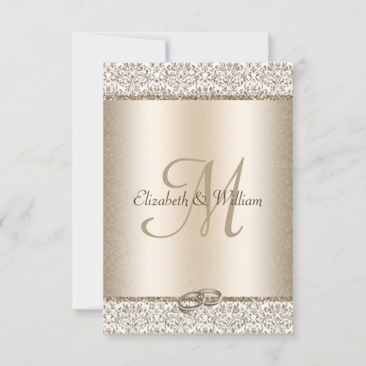 Elegant Champagne Glitter Monogram Weddenschap RSVP Kaartje (Achterkant)