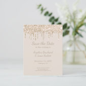 Elegant Champagne Glitter Wedding Save the Date Kaart (Staand voorkant)