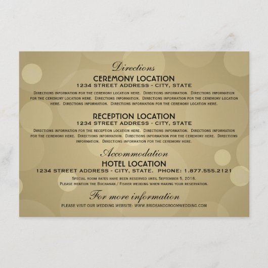 Elegant Champagne Gold Black Weddeninformatie Informatiekaartje (Voorkant)