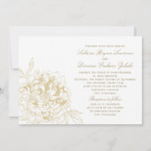 Elegant Champagne Gold Floral Peony Wedding Kaart (Voorkant)