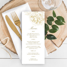 Elegant Champagne Gold Floral Peony Wedding Menu