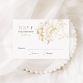 Elegant Champagne Gold Floral Peony Wedding RSVP Kaartje