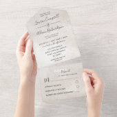 Elegant Champagne & Gold Glitter Wedding All In One Uitnodiging (Afscheurbaar)