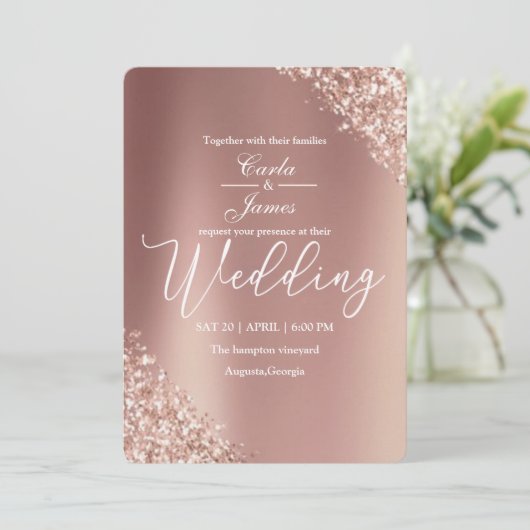 elegant champagne Gold Luxe bruiloft Kaart (Staand voorkant)