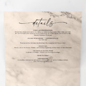 Elegant Champagne Gold Metallic marmer Wedding Drieluik Uitnodiging (Binnenzijde eerst)