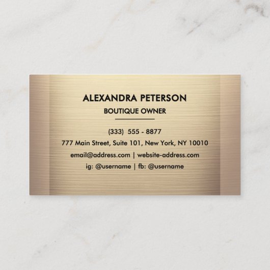 Elegant Champagne Goud Twee-Tone Visitekaartje (Achterkant)