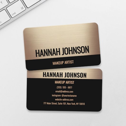 Elegant Champagne Goud & Zwart Visitekaartje