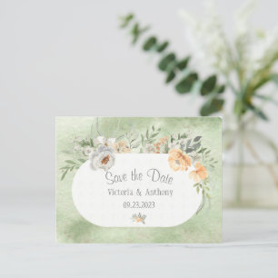 Elegant Champagne Ivory Floral Save the Date Briefkaart