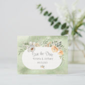 Elegant Champagne Ivory Floral Save the Date Briefkaart (Staand voorkant)