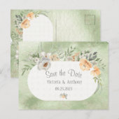 Elegant Champagne Ivory Floral Save the Date Briefkaart (Voorkant / Achterkant)