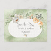 Elegant Champagne Ivory Floral Save the Date Briefkaart (Voorkant)