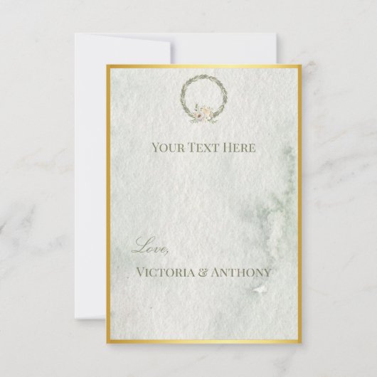 Elegant Champagne Ivory Floral Script Bedankkaart (Achterkant)