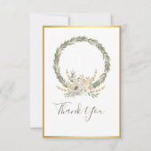 Elegant Champagne Ivory Floral Script Bedankt (Voorkant)