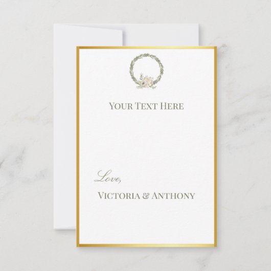 Elegant Champagne Ivory Floral Script Bedankt (Achterkant)