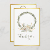Elegant Champagne Ivory Floral Script Bedankt (Voorkant / Achterkant)