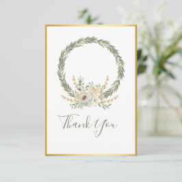 Elegant Champagne Ivory Floral Script Bedankt