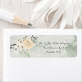 Elegant Champagne Ivory Floral Script Wedding Etiket (Insitu)