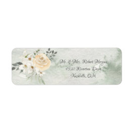 Elegant Champagne Ivory Floral Script Wedding Etiket