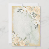 Elegant Champagne Ivory Floral Script Wedding Invi Kaart (Achterkant)