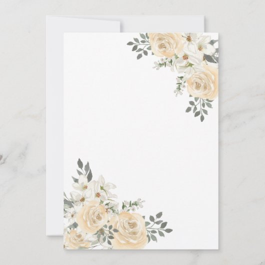 Elegant Champagne Ivory Floral Script Wedding Invi Kaart (Achterkant)