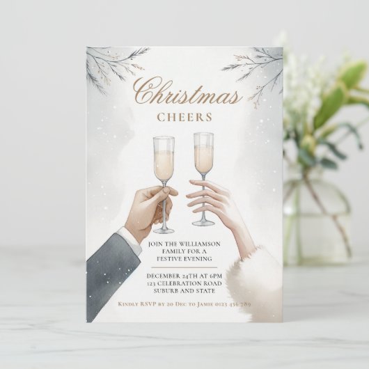 Elegant Champagne Kerstfeest Kaart (Staand voorkant)
