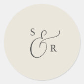 Elegant Champagne Monogram Wedding Envelope Seals Ronde Sticker (Voorkant)